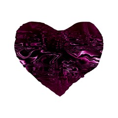 Magenta Black Swirl Standard 16  Premium Flano Heart Shape Cushions by SpinnyChairDesigns