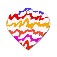 Multicolored Scribble Abstract Pattern Dog Tag Heart (one Side)