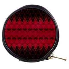 Boho Red Black Pattern Mini Makeup Bag by SpinnyChairDesigns