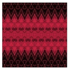 Boho Red Black Pattern Large Satin Scarf (square) by SpinnyChairDesigns