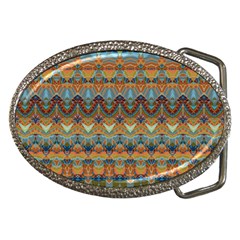 Boho Earth Colors Pattern Belt Buckles by SpinnyChairDesigns