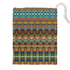 Boho Earth Colors Pattern Drawstring Pouch (4xl) by SpinnyChairDesigns