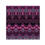 Boho Magenta Black Pattern Small Satin Scarf (Square) Front