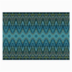 Boho Teal Blue Pattern Large Glasses Cloth (2 Sides) by SpinnyChairDesigns