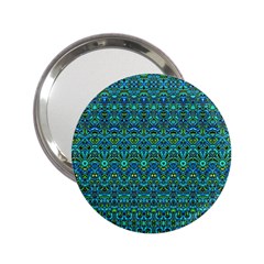 Boho Teal Green Blue Pattern 2 25  Handbag Mirrors by SpinnyChairDesigns