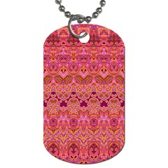 Boho Pink Pattern Dog Tag (two Sides) by SpinnyChairDesigns