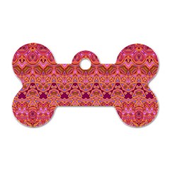 Boho Pink Pattern Dog Tag Bone (one Side) by SpinnyChairDesigns