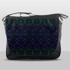 Boho Purple Green Pattern Messenger Bag by SpinnyChairDesigns
