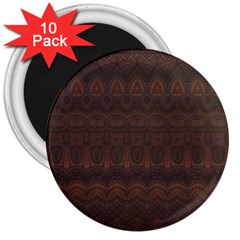 Boho Chocolate Brown 3  Magnets (10 Pack)  by SpinnyChairDesigns