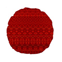 Boho Red Orange Standard 15  Premium Round Cushions by SpinnyChairDesigns