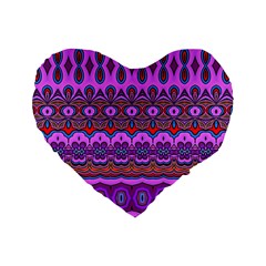 Boho Magenta Pattern Standard 16  Premium Heart Shape Cushions by SpinnyChairDesigns