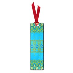 Boho Blue Green Pattern Small Book Marks by SpinnyChairDesigns