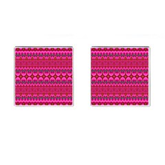 Boho Bright Pink Floral Cufflinks (square) by SpinnyChairDesigns