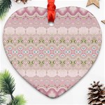 Boho Pastel Spring Floral Pink Ornament (Heart) Front