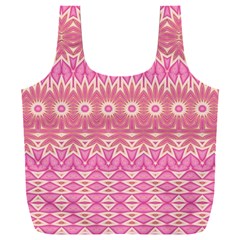 Boho Pink Floral Pattern Full Print Recycle Bag (xxl) by SpinnyChairDesigns