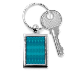 Boho Teal Pattern Key Chain (rectangle) by SpinnyChairDesigns