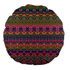 Boho Colorful Pattern Large 18  Premium Round Cushions by SpinnyChairDesigns