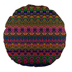 Boho Colorful Pattern Large 18  Premium Flano Round Cushions by SpinnyChairDesigns