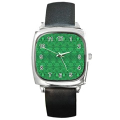 Boho Emerald Green Square Metal Watch by SpinnyChairDesigns