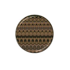 Boho Green Brown Pattern Hat Clip Ball Marker (4 Pack) by SpinnyChairDesigns