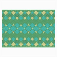 Boho Green Blue Checkered Large Glasses Cloth (2 Sides) by SpinnyChairDesigns