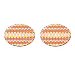 Boho Red Gold White Cufflinks (oval) by SpinnyChairDesigns