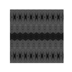 Boho Black Grey Pattern Small Satin Scarf (square) by SpinnyChairDesigns