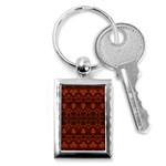 Boho Dark Red Floral Key Chain (Rectangle) Front