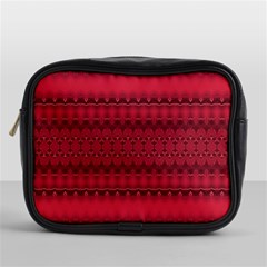 Crimson Red Pattern Mini Toiletries Bag (one Side) by SpinnyChairDesigns