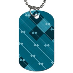 Teal Blue Stripes And Checks Dog Tag (one Side) by SpinnyChairDesigns