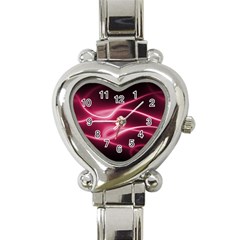 Neon Pink Glow Heart Italian Charm Watch by SpinnyChairDesigns