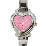 Boho Pink Stripes Heart Italian Charm Watch Front