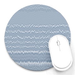 Boho Faded Blue Stripes Round Mousepads by SpinnyChairDesigns