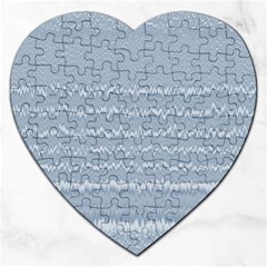 Boho Faded Blue Stripes Jigsaw Puzzle (heart) by SpinnyChairDesigns