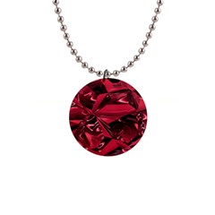 Candy Apple Crimson Red 1  Button Necklace by SpinnyChairDesigns