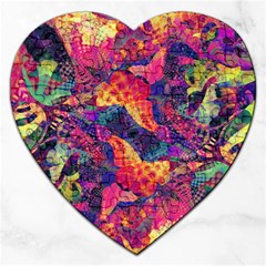 Colorful Boho Abstract Art Jigsaw Puzzle (heart) by SpinnyChairDesigns