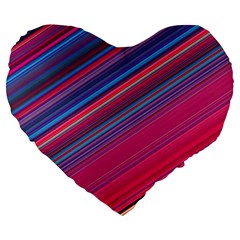 Boho Pink Blue Stripes Large 19  Premium Flano Heart Shape Cushions by SpinnyChairDesigns