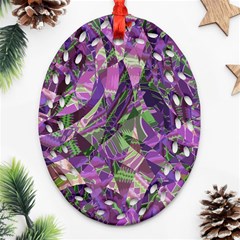 Boho Violet Mosaic Oval Filigree Ornament (two Sides) by SpinnyChairDesigns