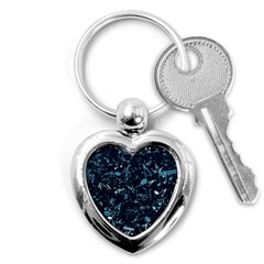 Prussian Blue Music Notes Key Chain (heart) by SpinnyChairDesigns