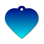 Aqua Blue and Indigo Ombre Dog Tag Heart (Two Sides) Back