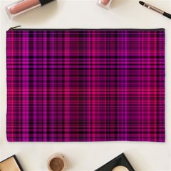 Fuchsia Madras Plaid Cosmetic Bag (xxxl) by SpinnyChairDesigns