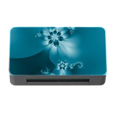 Teal Floral Print Memory Card Reader With Cf by SpinnyChairDesigns