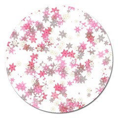 Pink Wildflower Print Magnet 5  (round) by SpinnyChairDesigns