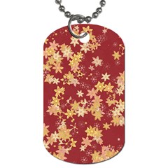 Gold And Tuscan Red Floral Print Dog Tag (two Sides) by SpinnyChairDesigns