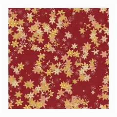 Gold And Tuscan Red Floral Print Medium Glasses Cloth by SpinnyChairDesigns