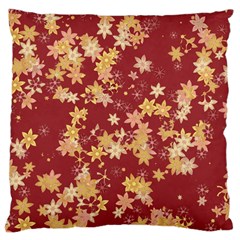 Gold And Tuscan Red Floral Print Large Cushion Case (one Side) by SpinnyChairDesigns