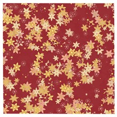 Gold And Tuscan Red Floral Print Wooden Puzzle Square by SpinnyChairDesigns