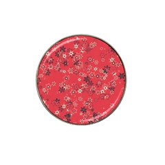 Red Wildflower Floral Print Hat Clip Ball Marker (10 Pack) by SpinnyChairDesigns