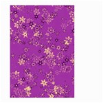 Gold Purple Floral Print Small Garden Flag (Two Sides) Front