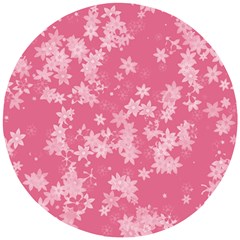 Blush Pink Floral Print Wooden Puzzle Round by SpinnyChairDesigns